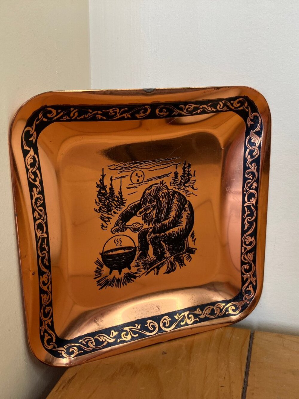 Norwegian Troll Copper Wall Hanging Plate Vintage Made in Norway Folk Art 6"